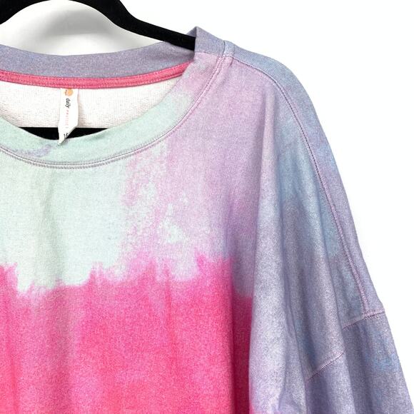 Anthropologie Daily Practice Crew Neck Sweatshirt Tie Dye For Love Print Sz M - Picture 3 of 7